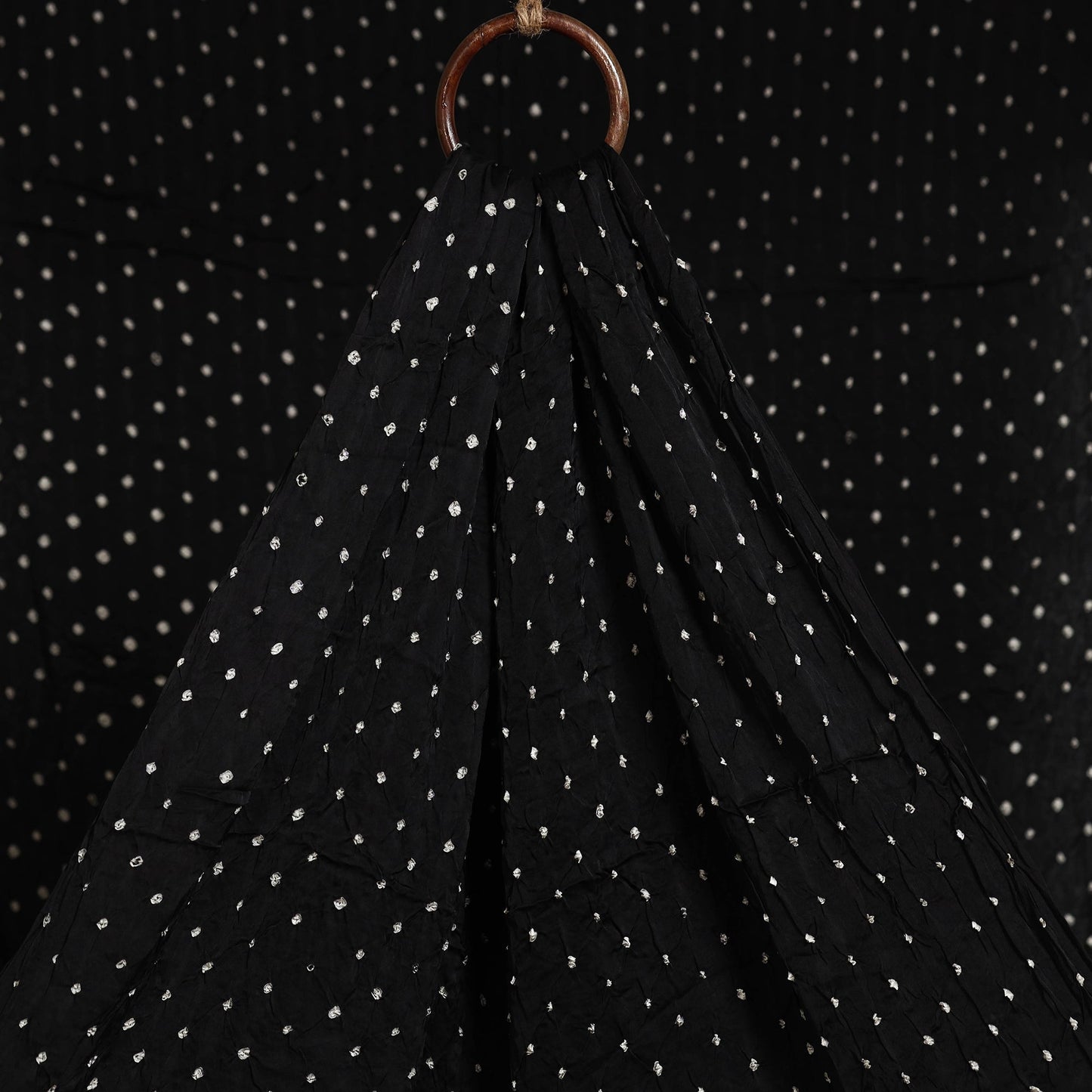 Black - natural dyed kutch tie-dye modal silk bandhani