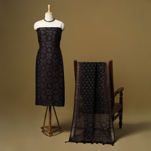 Natural dyed maheshwari silk 2pc unstitched dress material