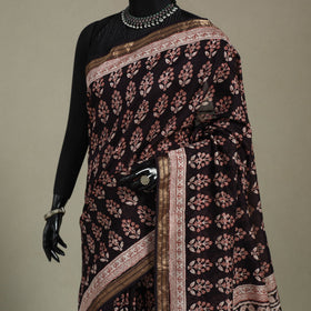 Natural Dyed Maheshwari Silk Bagh Print Saree