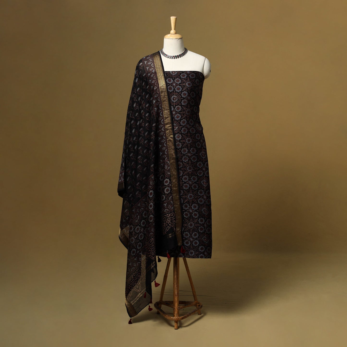 Natural dyed maheshwari silk 2pc unstitched dress material