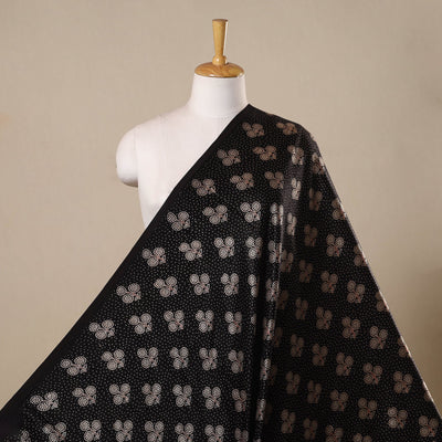 Black - natural dyed mashru silk fabric 01 - handcrafted