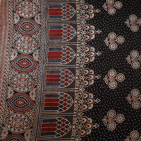 Black - natural dyed mashru silk fabric 01 - handcrafted