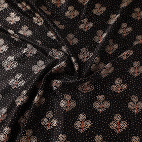 Black - natural dyed mashru silk fabric 01 - handcrafted