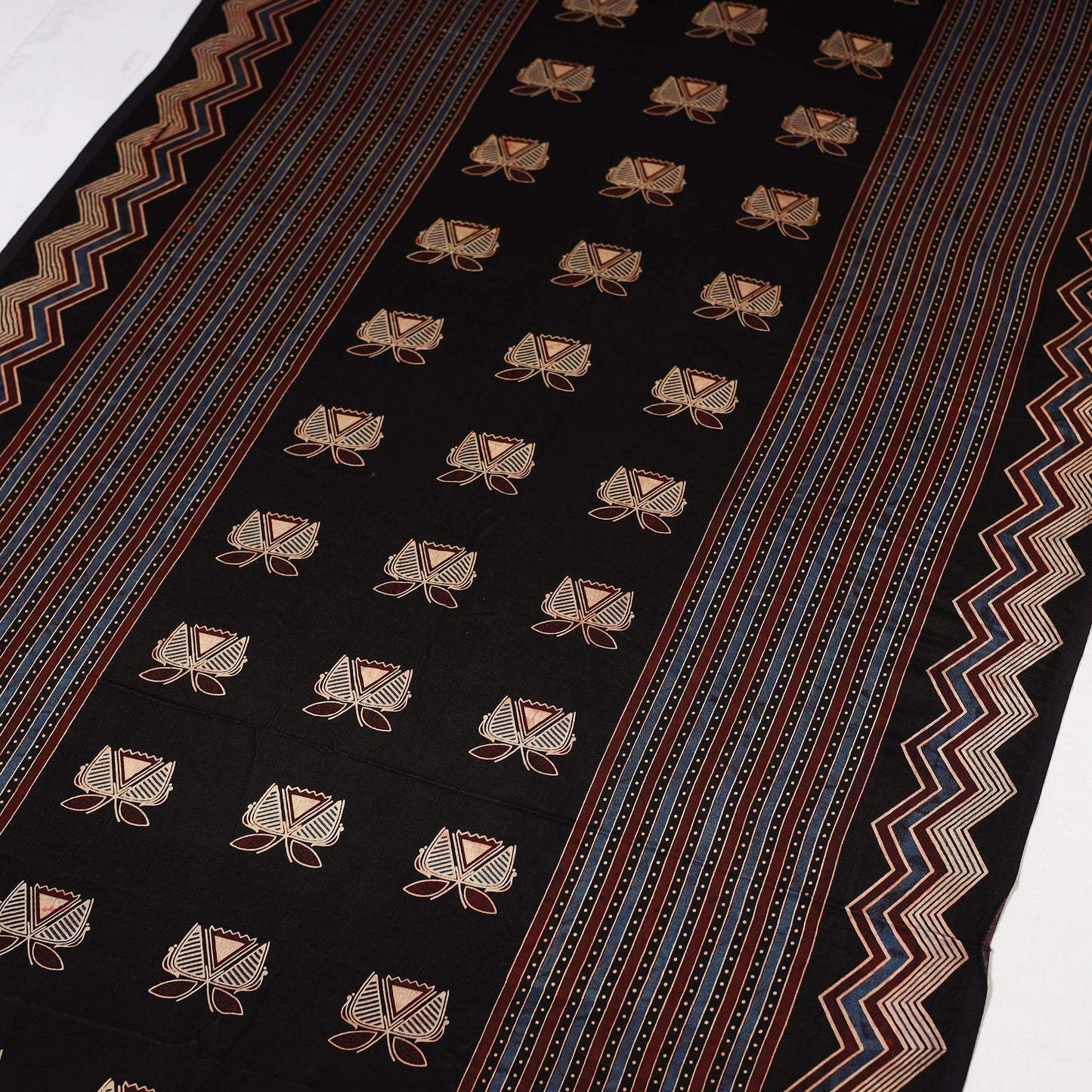 Black - natural dyed mashru silk fabric 25 - handcrafted