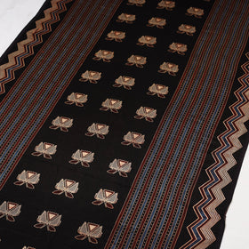 Black - natural dyed mashru silk fabric 25 - handcrafted