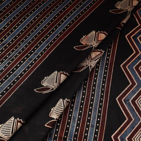 Black - natural dyed mashru silk fabric 25 - handcrafted