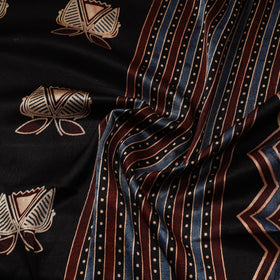 Black - natural dyed mashru silk fabric 25 - handcrafted