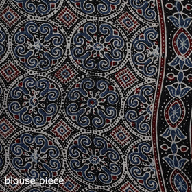 Natural dyed modal silk kutch hand block print ajrakh saree