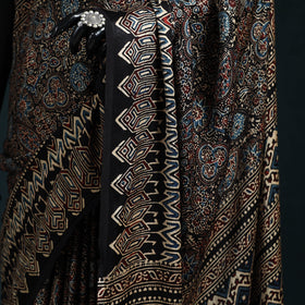Natural dyed modal silk kutch hand block print ajrakh saree