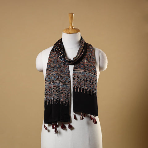 Black - natural dyed modal silk stole 07 - handcrafted