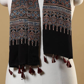 Black - natural dyed modal silk stole 07 - handcrafted