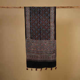 Black - natural dyed modal silk stole 07 - handcrafted