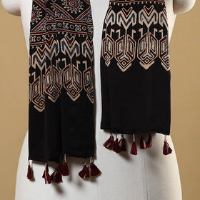 Black - natural dyed modal silk stole 11 - handcrafted