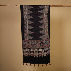 Black - natural dyed modal silk stole 11 - handcrafted