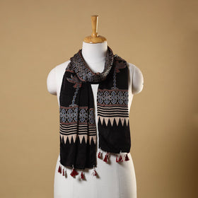 Black - natural dyed modal silk stole 12 - handcrafted