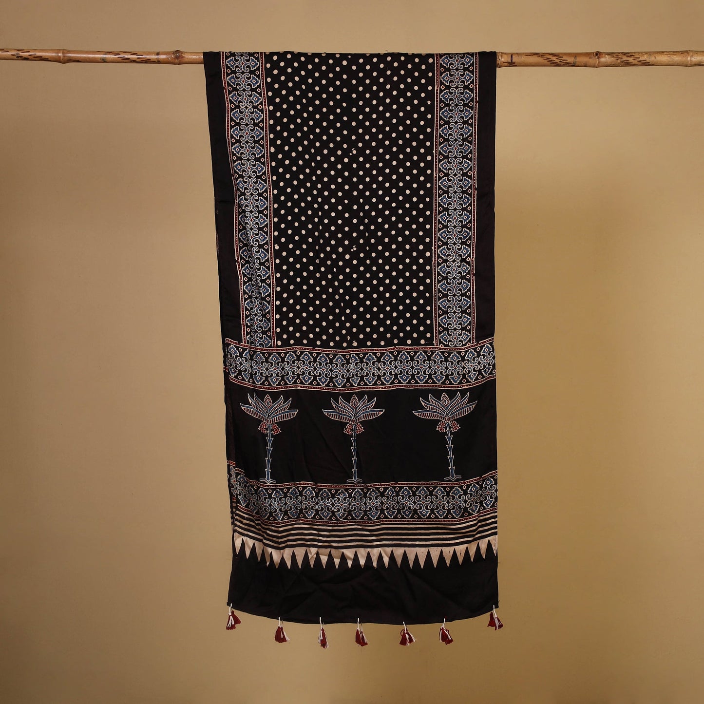 Black - natural dyed modal silk stole 12 - handcrafted