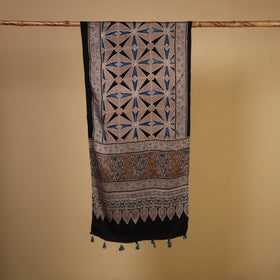 Black - natural dyed modal silk stole 23 - handcrafted