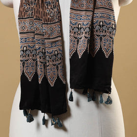 Black - natural dyed modal silk stole 23 - handcrafted