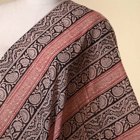 Black - natural dyed mul cotton bagh fabric 02 - handcrafted