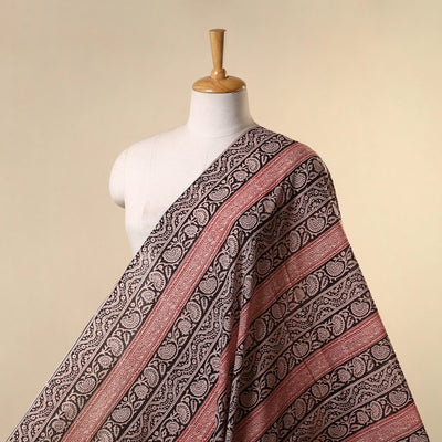 Black - natural dyed mul cotton bagh fabric 02 - handcrafted