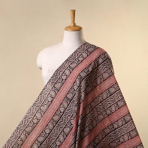 Black - natural dyed mul cotton bagh fabric 02 - handcrafted