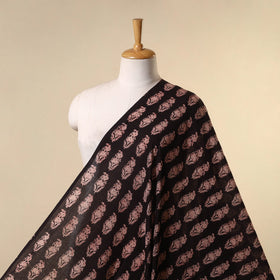 Black - natural dyed mul cotton bagh fabric 04 - handcrafted