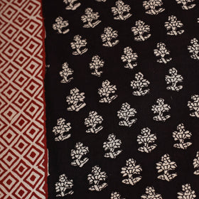  Black Natural Dyed Mul Cotton Bagh Print Fabric