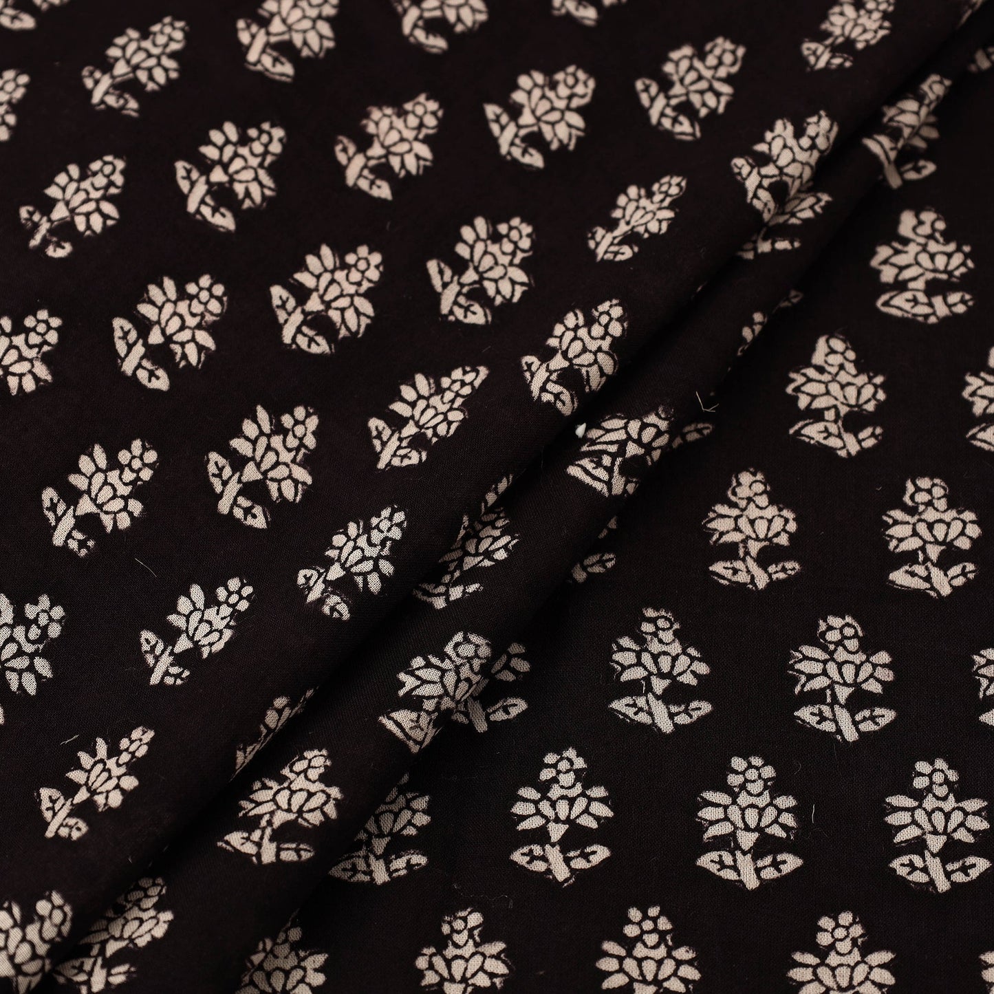  Black Natural Dyed Mul Cotton Bagh Print Fabric