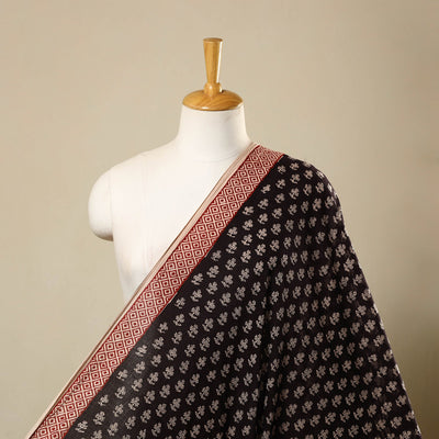  Black Natural Dyed Mul Cotton Bagh Print Fabric