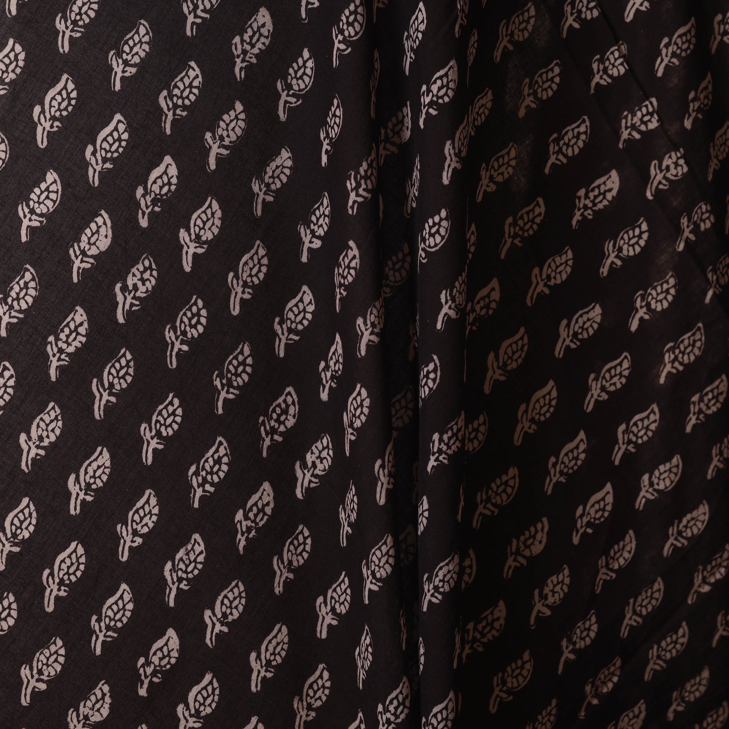 Black - natural dyed mul cotton bagh fabric 11 - handcrafted