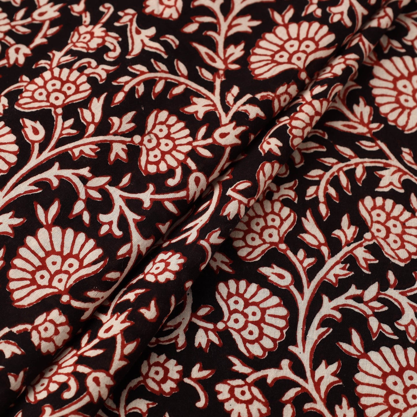 Black Natural Dyed Mul Cotton Bagh Print Fabric