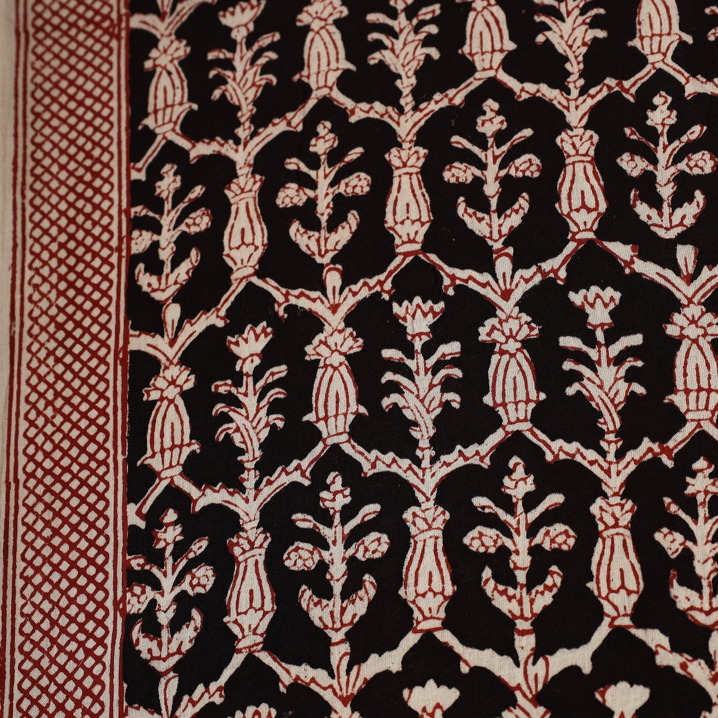  Black Natural Dyed Mul Cotton Bagh Print Fabric