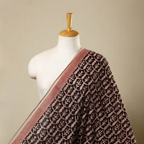 Black Natural Dyed Mul Cotton Bagh Print Fabric