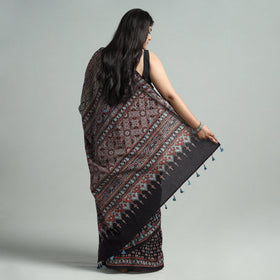  Natural Dyed Block Print Mul Cotton Ajrakh Saree