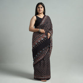  Natural Dyed Block Print Mul Cotton Ajrakh Saree