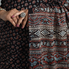  Natural Dyed Block Print Mul Cotton Ajrakh Saree