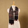 Black - natural dyed mul cotton stole 02 - handcrafted