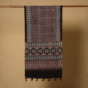 Black Natural Dyed Block Print Mul Cotton Ajrakh Stole