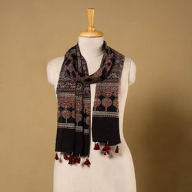 Multicolor Natural Dyed Block Print Mul Cotton Ajrakh Stole