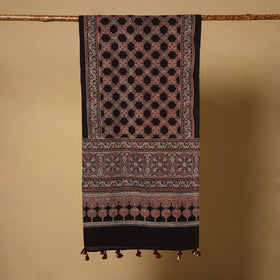 Multicolor Natural Dyed Block Print Mul Cotton Ajrakh Stole