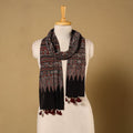 Black - natural dyed mul cotton stole 22 - handcrafted