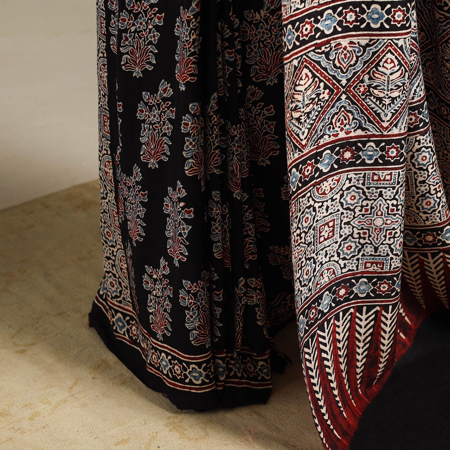 Black - natural dyed organza silk saree 22 - handcrafted