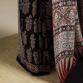 Black - natural dyed organza silk saree 22 - handcrafted