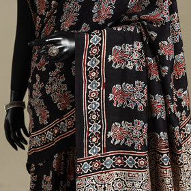 Black - natural dyed organza silk saree 22 - handcrafted