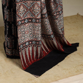 Black - natural dyed organza silk saree 22 - handcrafted