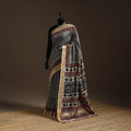 Black - natural dyed pedana chanderi silk kalamkari saree