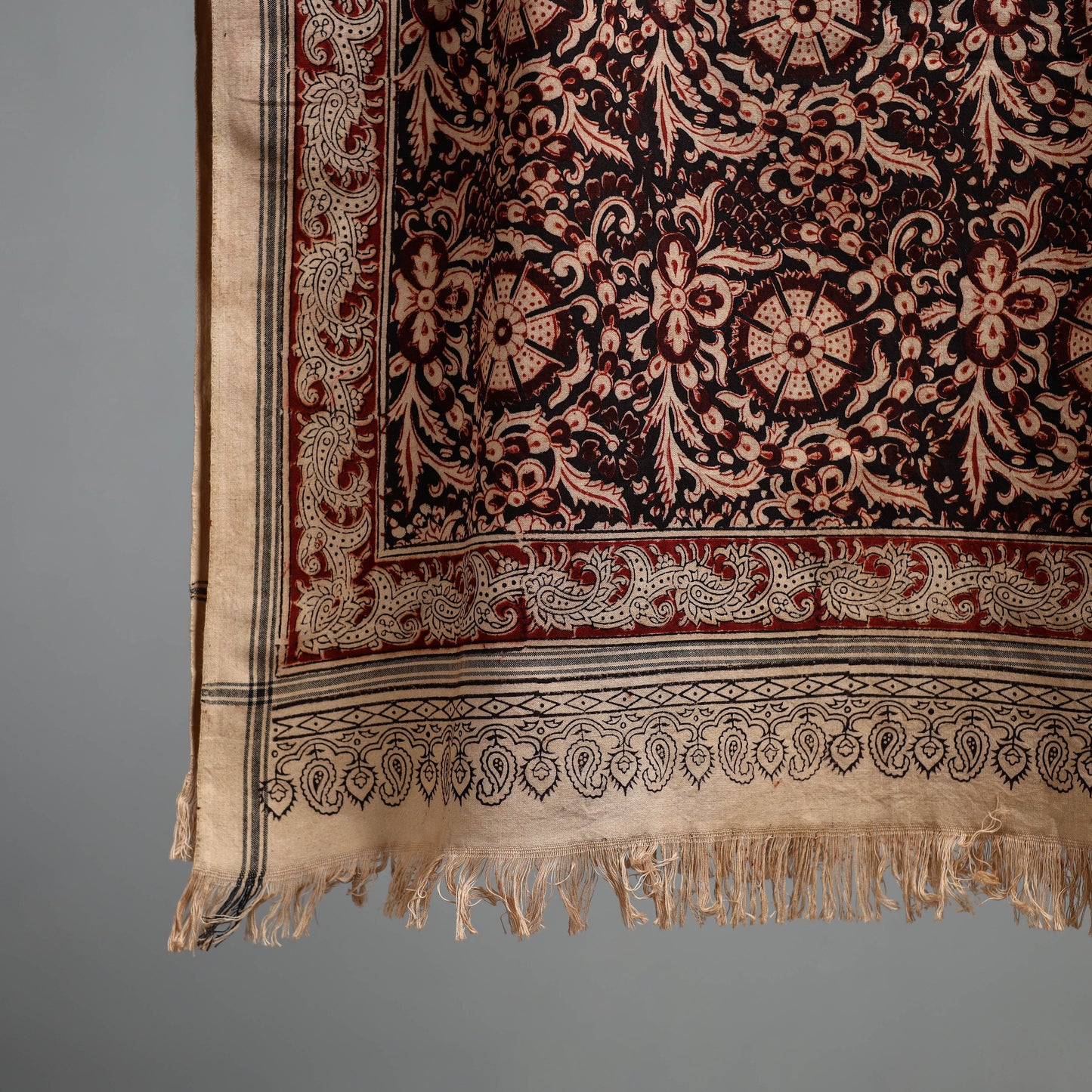 Natural dyed pedana kalamkari printed handloom cotton towel