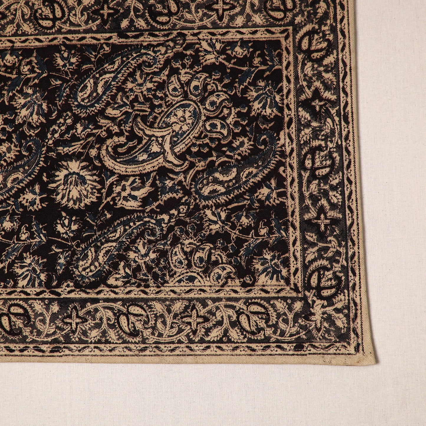Black - natural dyed pedana kalamkari cotton table mat 10