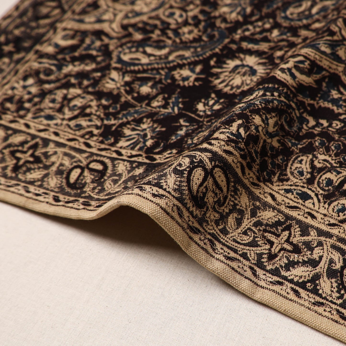 Black - natural dyed pedana kalamkari cotton table mat 10