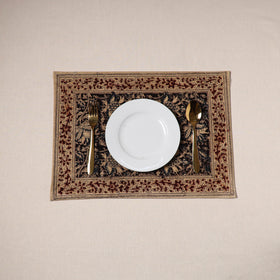 Black - natural dyed pedana kalamkari cotton table mat 16